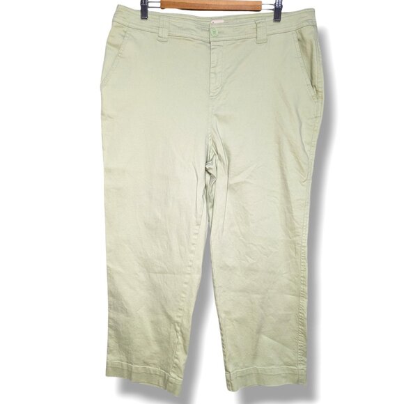 A New Day Wide Leg Crop Pants Stretch High Rise Light Green Size 16 - Picture 1 of 4